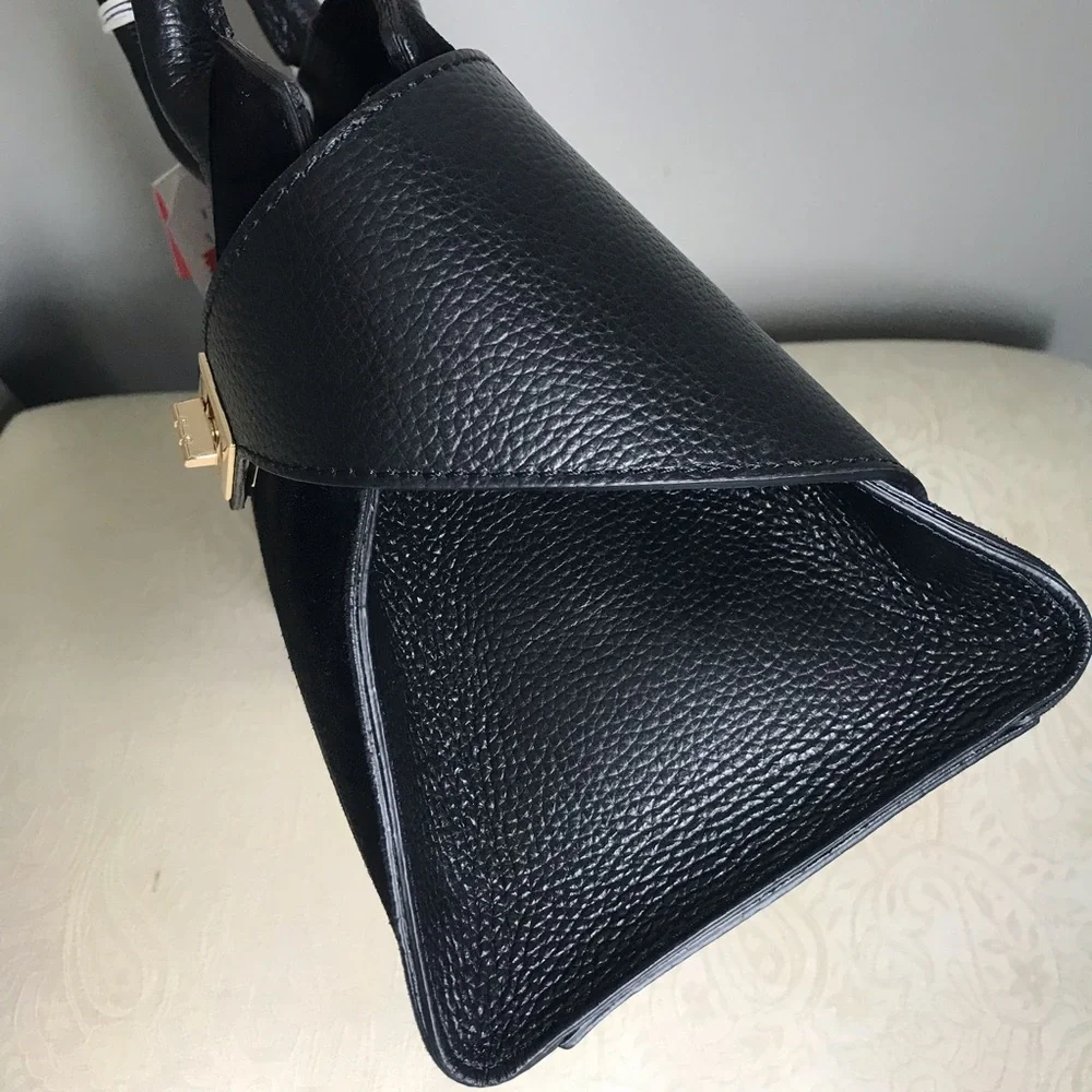 NWT Divina Firenze Suede & Leather Satchel with Structured Shape